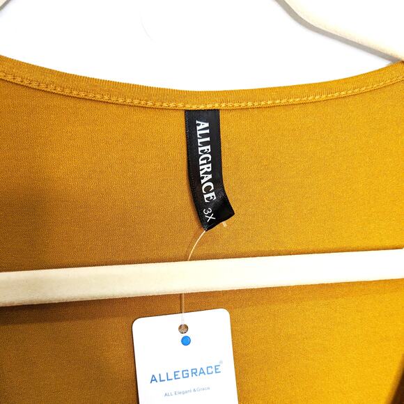 2 New Allegrace Womens 3X Shirts Tops Plus Size Short Sleeve Tan Yellow - Picture 8 of 11